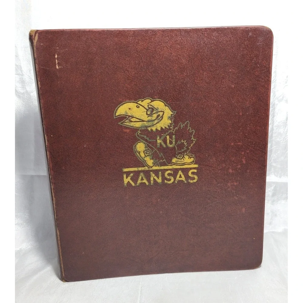Vintage Trussell Burgundy KU University of Kansas Jayhawks College 3-Ring Binder
